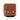 A bage and soner alarm clock in silver and brown leather view of back buttons and controls
