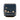 A bage and soner alarm clock in brass and blue leather view of back buttons