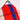 A photo detail of a peter powell kite cross frame in blue, red and white