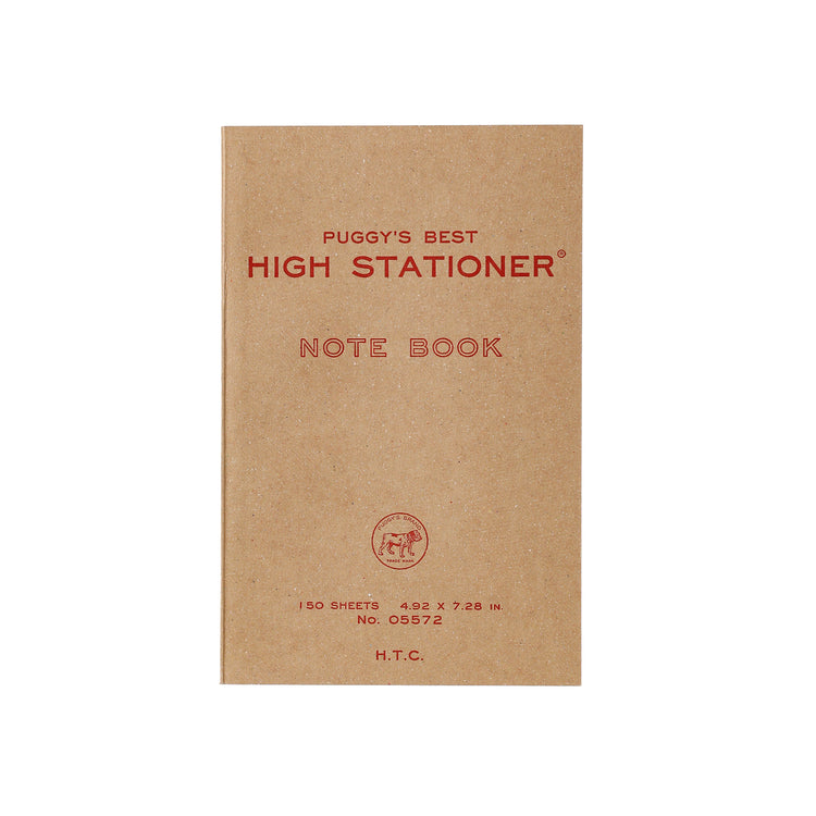 A photo of a puggy's best notebook made in Japan. Kraft with red printing. 