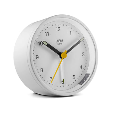 BC12W Braun - Round Alarm Clock in White