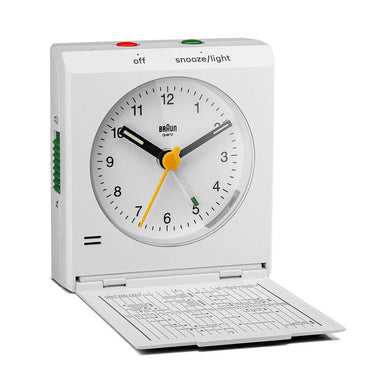 BC05W Braun Classic travel Analogue Alarm Clock in White