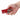 Hand holding a Penco red stapler against a white background