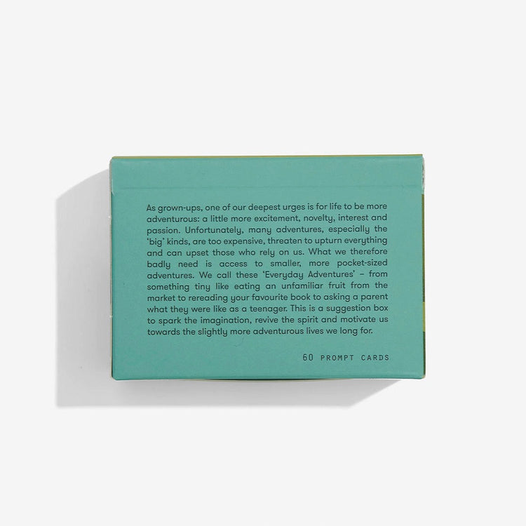 Every Day Adventure card set, Green box with text on a white background