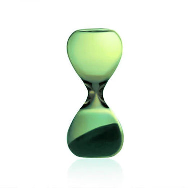 3 minute green hourglasson a white background